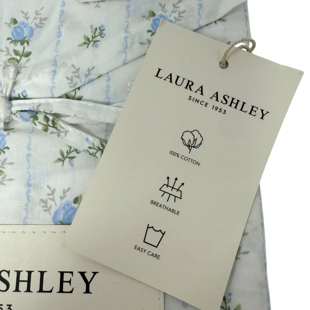 NWT Laura Ashley Twin Sheet Set Blue white floral Sweet Buds cottagecore New
